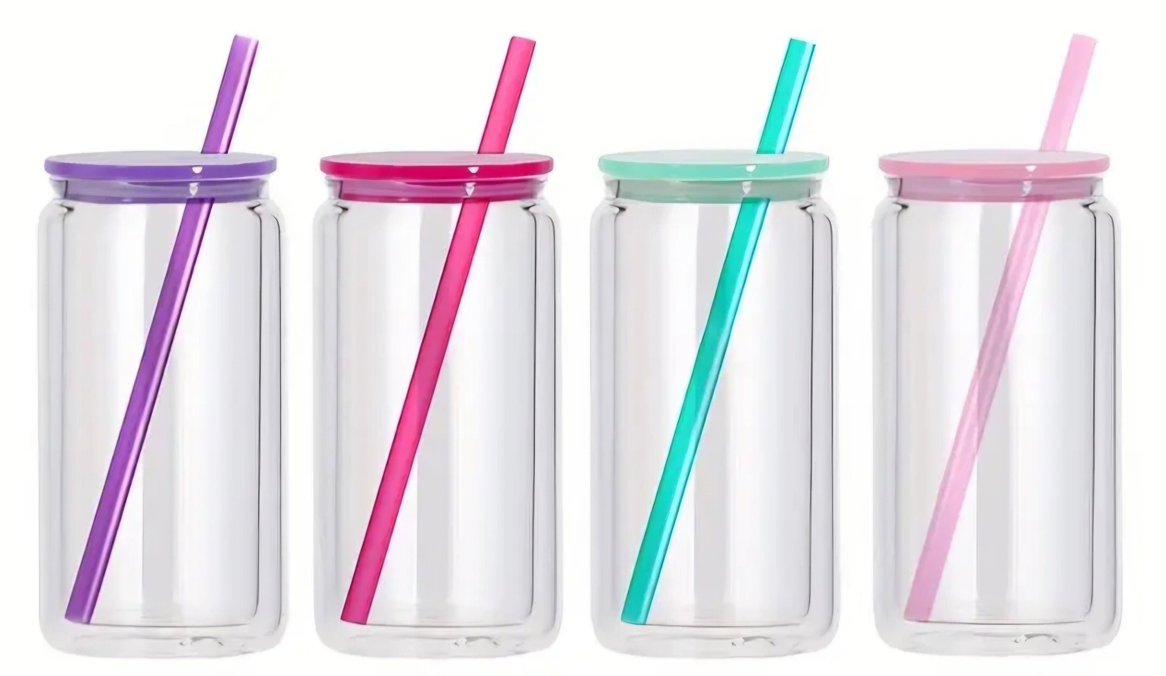 16 oz Acrylic w/ colored lid & straw